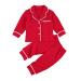 MAHUAOYIXI 2PCs Toddler Baby Kids Pyjamas Clothes Set Long Sleeve Sweatshirt Homewear Hooded Breasted T-Shirt Lapel Top High Waist Long Pants Trousers Pocket Sleepwear Nightwear Oufits 6-12 Months Red