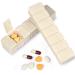 Pill Organizer-Pill Boxes for Travel, 7 Day with Braille Pill case Vitamins Fish Oil Supplements, Medication Organizer Dispenser for Fish Oils, Vitamin Holder Supplement(Beige)
