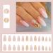 24Pcs Short Almond Pink French Tip Press on Nails with Gold Glitter - DIY Stiletto Acrylic False Nails for Women and Girls - Includes Glue Stickers - Buy Online on GoSupps.com