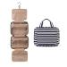 BAGSMART Toiletry Bag Travel Bag with Hanging Hook Water-Resistant Makeup Cosmetic Bag Travel Organizer for Accessories Shampoo Full Sized Container Toiletries (Stripe) M Stripe