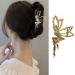 Elf Hair Clips Simple Rhinestone Hair Claw Clips Metal Gold Large Crab Clips Hairpins Elegant Hair Accessories for Women Shiny Trendy Shark Hair Clamp Clips for Thin/Thick Hair 1Pcs Gold Spirit