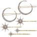 Metal hairpins nalcy hair clips metal hair clips set 6 pieces vintage hair pin rhinestone snowflake star moon hair clip accessories for women girls
