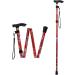 SPDYCESS Foldable Walking Stick - Adjustable Ergonomic Aluminum Hiking Pole for Travel Non-Slip Handle Flower Pattern - Perfect for Seniors Men & Women - Portable Red Design - Buy Online on GoSupps.com