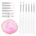 8 Pcs in 1 Set Resin Nail Tips Art Palette with 5 Nail Brushes  Nail Polish Mixing Palette with Nail Tips Art Brushes Set for Nail Tips Art  Nail Tips Art Brushes Palette Tools Kit Set for Manicure DIY Pink & Brush