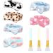 6 pieces Bowknot Hair band Spa-headband face make-up headband soft coral red made of fleece headband with 3 pieces of silicone mask brushes for showers and face washing face