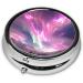Colorful Aurora Portable Metal Pill Box - Round Mini 3-Compartment Travel Essential with Hinged Design - Perfect for Small Pills - Black - Buy Online on GoSupps.com