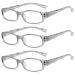 Lanomi 3 pair of small reading glasses Blue light filter women men color block flowers pattern rectangular reading aid light spring hinge visual help glasses with starch gray 1.5 x
