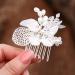 Foyte Pearl Flower Hair Comb Wedding Crystal Hair Comb Silver Hair Accessories for Women and Girls