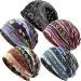 5 Pieces Women's Slouchy Beanie Hat Stretch Turban Hats Cancer Headwear Caps Baggy Skull Sleep Scarf Striped Style