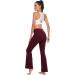 High Waist Bootcut Yoga Pants with Pockets - Burgundy, Small - Buy Online on GoSupps.com