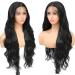 X-Tress 26 Body Wave Lace Front Synthetic Wig - Long Glueless Wig with Pre-Plucked Baby Hair and Layered Hair - Middle Part Highlighted Invisible Wig for Women (1B Black) - Buy Online on GoSupps.com