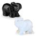 DUQGUHO 2 Pcs Crystal Elephant Decor Natural Black Obsidian Opal Elephant Crystal Statue Stones Cute Crystal Desk Decor Elephant Figurine Gifts for Women Men 1.5" Obsidian & Opal