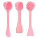 Silicone Facial Cleansing Brush 3 Designs Beomeen 4 in 1 Handheld Face Scrubber for Deep Gentle Exfoliating Double-Ended Face Wash Scrub Brush for Face Skincare and Massage (Pink)