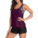 Yonique Dark Purple X-Large Two Piece Tankini Swimsuit Set | Blouson Swim Top with Boy Shorts | Women's Athletic Swimwear - Buy Online on GoSupps.com