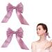 Jagowa 2 Pcs Bow Hair Clips Large Ribbon Bows Hairpin Cute Hair Decorations Accessories Party Hairstyle Alligator Clips (Pink)
