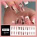 French Tip Press on Nails - Long Square Press On Nails with Nail Tips White edged Gold Leaf design Fake Nails press on nails Acrylic False Nails Cute Artificial Nails - Buy Online on GoSupps.com
