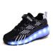 SDSPEED 7 Colors LED Rechargeable Kids Roller Skate Shoes with Single Wheel Shoes Sport Sneaker Update Black 1.5 Little Kid