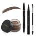 Eyebrow Pencil Makeup Kit with Waterproof 2-IN-1 Microblading Eyebrow Pen Eyebrow Pomade Eyeliner and Dual-ended Eyebrow Brush Brow Pencil Kit for Natural Eyebrows - Dark Brown
