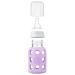 Lifefactory 4oz Glass Baby Bottle with Silicone Sleeve, Stage 1 Nipple - BPA-Free, Lilac - Buy Online on GoSupps.com