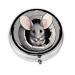 Grey Rat Portable Metal Pill Box Round Mini 3-Compartment Plastic Insert hinged Fastening Design Suitable for Small Pills Must-Have for Travel Black