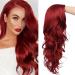 Tseses Red Wigs Long Curly Wavy Wigs for Women Side Part Natural Looking Cosplay Halloween Synthetic Fiber Wig (Red)