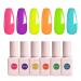 TOBEGLAM Neon Gel Nail Polish set 6PCS Neon Gel Polish Set Yellow Purple Green Orange Hot Pink Nail Gel Polish Colors Young Soak Off UV LED Gel Nail Kit DIY Gifts for Women  Mother's Day Vivacious Bright