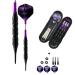 Professional Exquisite 20 Gram Soft Tip Darts Set Carrying Hard Suitcase | 3 Black Coated Iron Barrels | 3 Aluminum Shaft, Each Recreation Room, Bar and Game Room Level Purple+3 extra flights