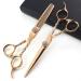 Hair Cutting Scissors Kit 6 Inch Hair Scissors Gold Plated Rhinestones Rose Gold Thinning Tooth Scissors Hair Stylist Special 440 Scissors Set