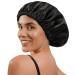 YANIBEST Large Black Satin Sleep Bonnet Cap - Reversible & Adjustable Double Layer Satin Cap for Hair Protection - Buy Online on GoSupps.com