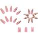 Justotry 24 Pcs Glitter Fake Nails Long Gold French Press On Nails | Beautiful Pink Ballerina Stick On Nails for Women | Acrylic Coffin False Nails with Glue for Nail Art - Buy Online on GoSupps.com