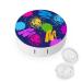 Bagea-Ka Funny Paint Drop Splatter Colorful Pattern Contact Lens Case Box Eye Care Kit Holder Mirror Box with Tweezers Remover Tool Solution Bottle for Outdoor Travel & Home