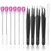 11 Pcs Silicone Resin Mold Tools Set Stirring Needle Spoon Tool Tweezers Precision Kit  Anti-Static Electronics Tweezers Set for Resin Art Crafts Jewelry Making DIY Epoxy Casting Molds(Rose Red) A-Rose Red & Black