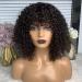 Short Bob Curly Human Hair Wig with Bangs - 180% Density Kinky Curly Fringe Bang Wig for Black Women - Brazilian Unprocessed Virgin Hair - Natural Color - Buy Online on GoSupps.com