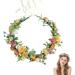 Headband flower crown headband flowers flower wreath crown flower garland artificial flowers crown bride headpiece greenery crown hair ripe flowers (yellow)