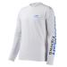 BASSDASH Fishing T Shirts for Men UV Sun Protection UPF 50+ Long Sleeve Tee T-Shirt White/Vivid Blue Logo Large