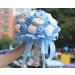 WIFELAI Silk Bridal Bouquet with Big Rhinestones and Diamond Brooch - Baby Blue Ivory, W373B-21 - Buy Online on GoSupps.com