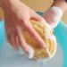 Bath Sponge Set - 4 Exfoliating Shower Sponges with 2 Adhesive Hooks for Adults and Kids - Buy Online on GoSupps.com