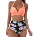 Women's Bikini Sets Pleated Bikini Swimsuits 2 Piece Swimwear Vintage 50s Brazilian Cheeky Swimming Bottom Bathing Suit Swimming Costume 3620-sgnbd-5-ag L