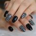HUJL Artificial Nails - Silver & Black Crossed Full Cover Fake Nail Tips (24pcs/set) | Premium Quality & Easy Applicator - Shop Internationally! - Buy Online on GoSupps.com