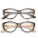 Cat Eye Reading Glasses for Women 2-Pack Fashion Ladies Blue Light Reader +1.5 Anti Glare Eyeglasses W/Spring Hinge Brown & Turquoise 1.50 X