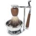 HRTC Men's Shaving Brushes Set - 3 Natural Roof Hair with Stainless Steel Foam Cup - 13x14cm Silver | Premium Grooming for Men - Buy Online on GoSupps.com