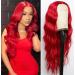 EVLYNN Wavy Long Blood Red Wigs for Women,Synthetic Dark Burgundy Long Curly Red Wig, Narutal Wavy Curly Red Wigs for Women 24 Inches Wavy long wine red wigs 24