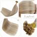 Laavoo Keratin Bonding Extensions | Real Hair U Tip 55 cm | Bleach Blonde & Ash Blonde Highlights | 50s/50g #18/613 - Buy Online on GoSupps.com