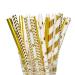 Molieeigin 300PCS Biodegradable Gold Paper Straws Bulk Straws for Birthday Wedding Baby Shower Celebrations and Supplies