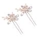 Generic Wedding Hair Clips Charming Wedding U Shaped Hairpin Crystal Pearl Reusable Elegant 1 Pair for Work for Wedding (Rose Gold)