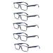 5 Pack Unisex Rectangular Vintage Plastic Frame Reading Glasses for Men and Women 5pk-gray 1.25 Diopters