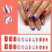 4th of July Patriotic French Tip Fake Nails - Red, Blue, White Swirl Design | 24Pcs Full Cover Coffin Nail Tips for Women - Buy Online on GoSupps.com