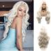 Xiweiya Platinum Blonde Long Wave Synthetic Wig - 26 Inches Natural Hairline Heat Resistant Soft Hair Ideal for International Shipping - Buy Online on GoSupps.com