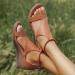 Qinnyo Wedge Sandals for Women Dressy Summer Shoes Comfortable Bohemia Open Toe Buckle Ankle Strap Casual Platform Sandals Brown 7