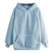 Cute Hoodies for Teen Girls Preppy Tops Solid Color Sweatshirts with Big Pockets Womens Long Sleeve Casual Pullover Sky Blue Medium